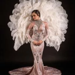 3/4 Roue En Plumes D'autruche Et Blondine