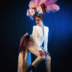 Casque Strass Avec Nœud Diamantine Et Plumes