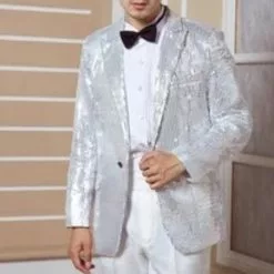 Veste Homme à Paillettes Argent