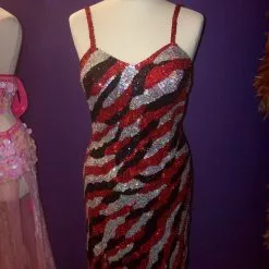 Robe Paillettes Rouge Noir Et Argent Sur Mesures