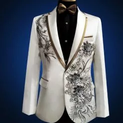 Veste Homme Blanche à Motifs