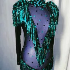 Body Résille Maille Fine Et Franges